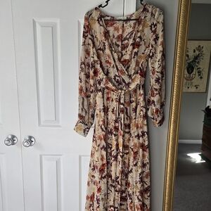 Indigo Rose Floral Long Sleeve Dress